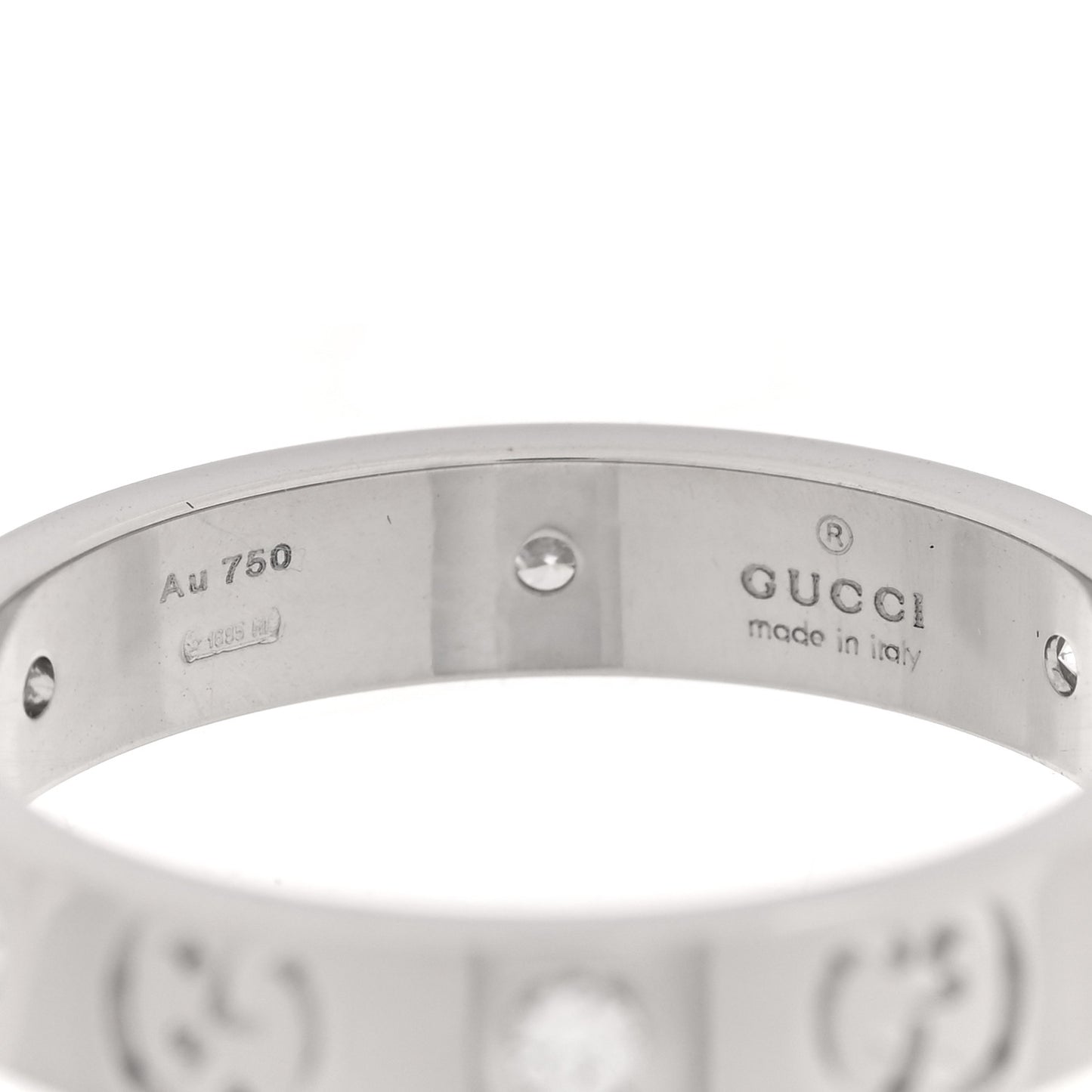 18K White Gold Diamond Icon Band Ring 59 8.75