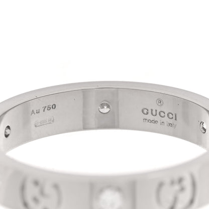 Gucci 18K White Gold Diamond Icon Band Ring 59 8.75 4 of 5