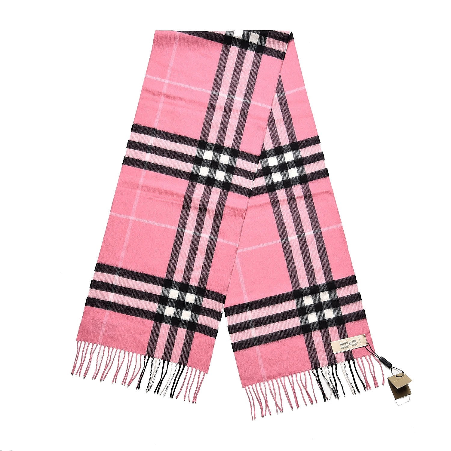 Burberry Cashmere Giant Check Fringe Scarf Rose Pink 3 of 7