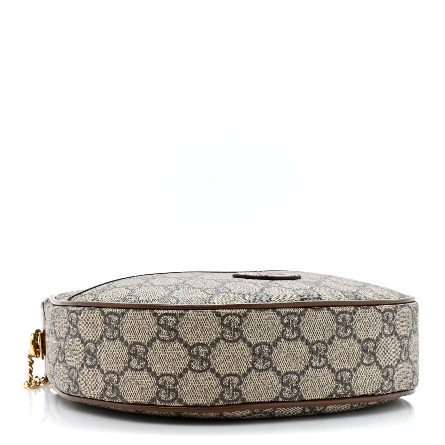 GG Supreme Monogram Azalea Calfskin Mini Retro Interlocking G Half Moon Bag Beige Ebony Brown Sugar