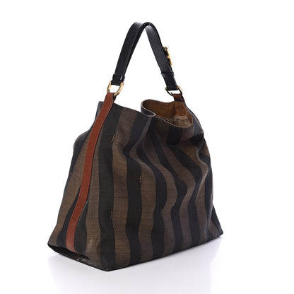 Fendi Pequin Cuoio Vegetale Large Hobo Tobacco Black Cuoio 2 of 8