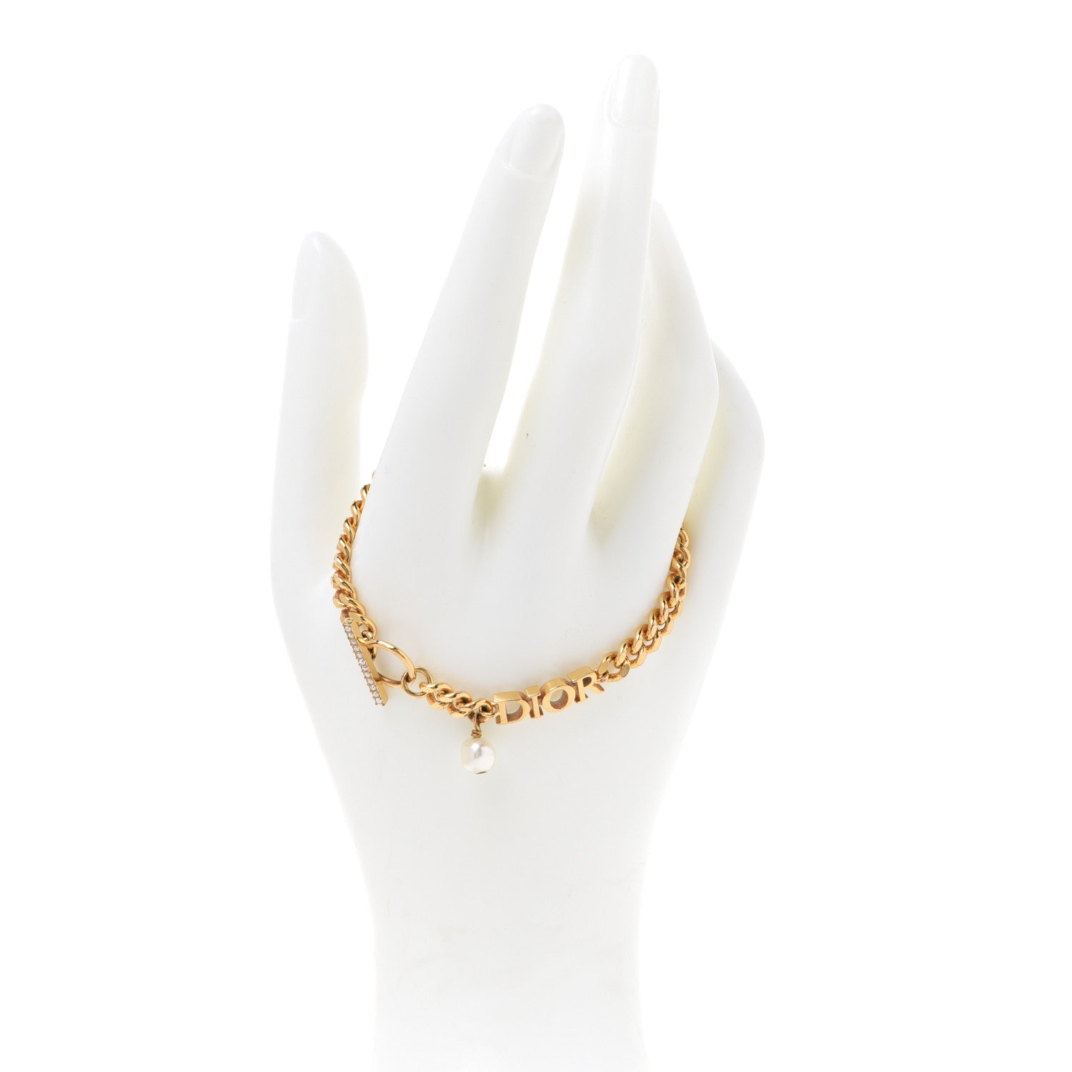 Christian Dior Metal Logo Chain Bracelet Gold 2 of 5