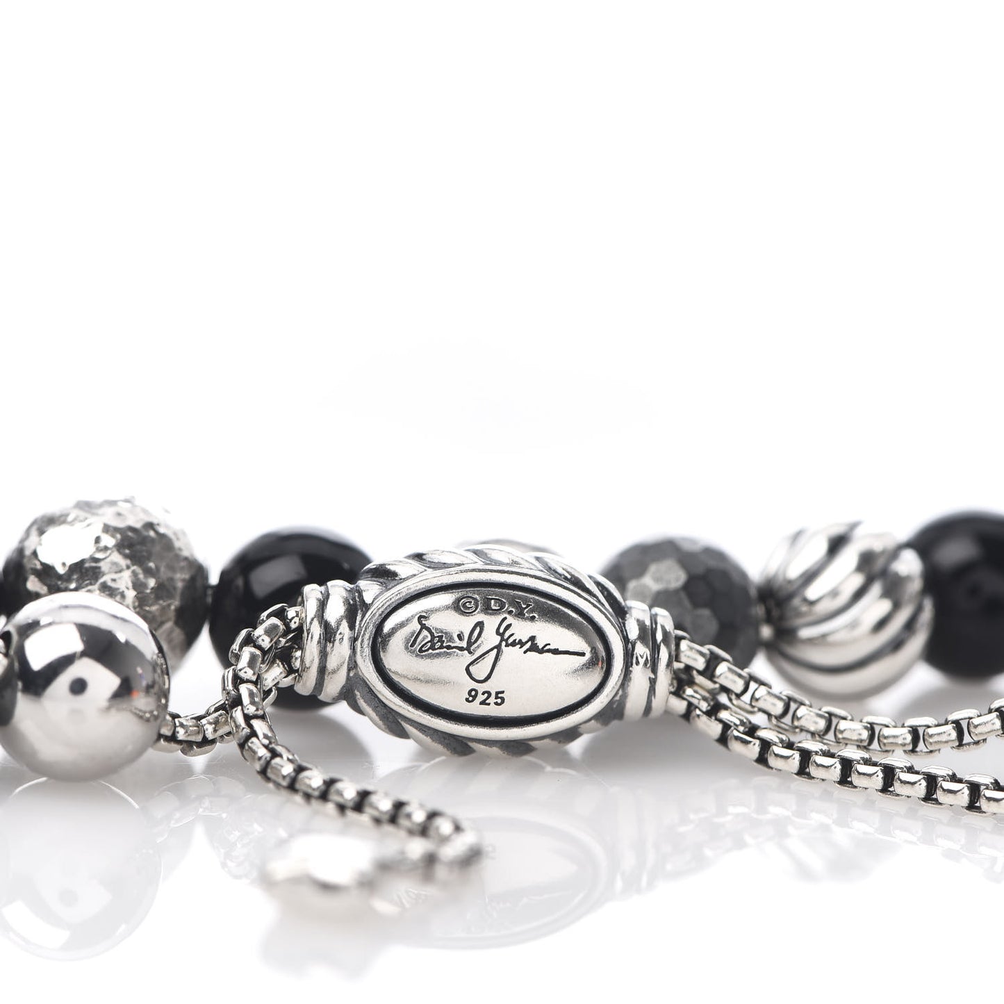 Sterling Silver Black Onyx Hematite 8mm Elements Bead Bracelet