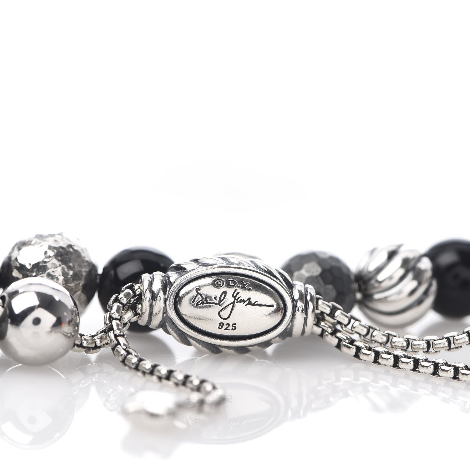 David Yurman Sterling Silver Black Onyx Hematite 8mm Elements Bead Bracelet 4 of 4