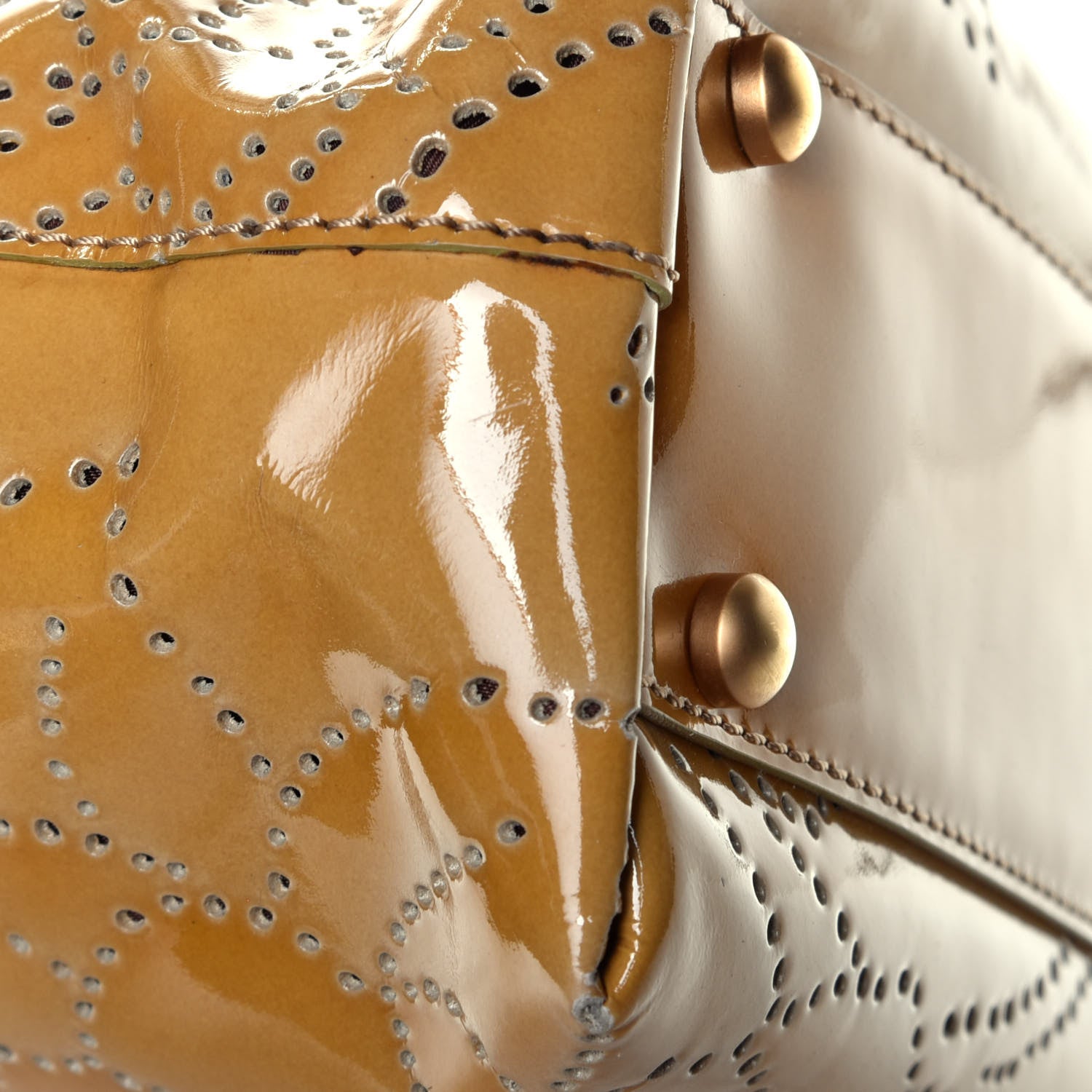 Chanel Patent Perforated Camellia Tote Beige 9 of 10
