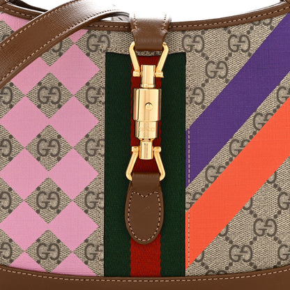 Gucci GG Supreme Monogram Azalea Calfskin Print Web Small Jackie 1961 Hobo Multicolor 8 of 11