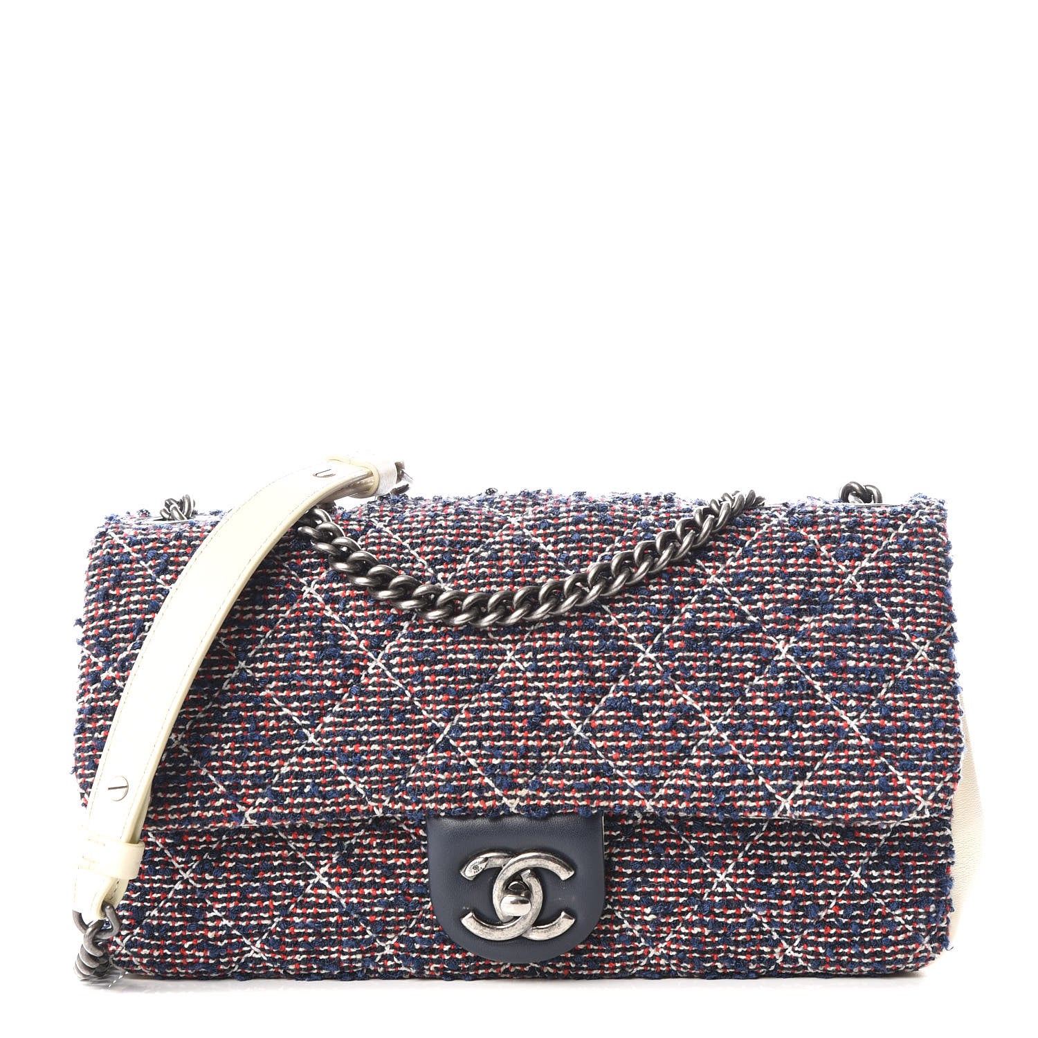 Chanel Tweed Quilted Medium Single Flap Blue Multicolor 1 of 10