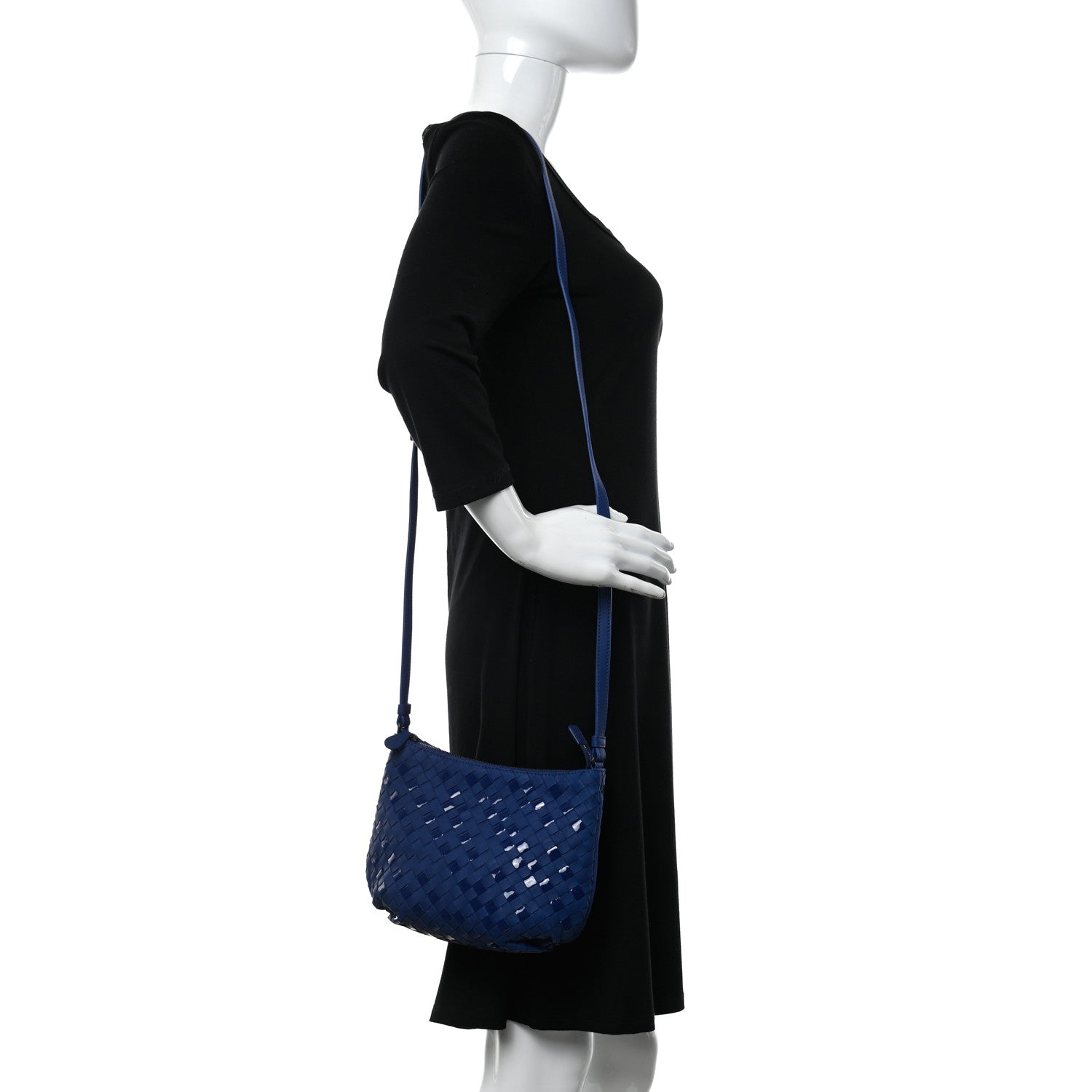 Bottega Veneta Nappa Patent Intrecciato Shoulder Bag Blue 2 of 11