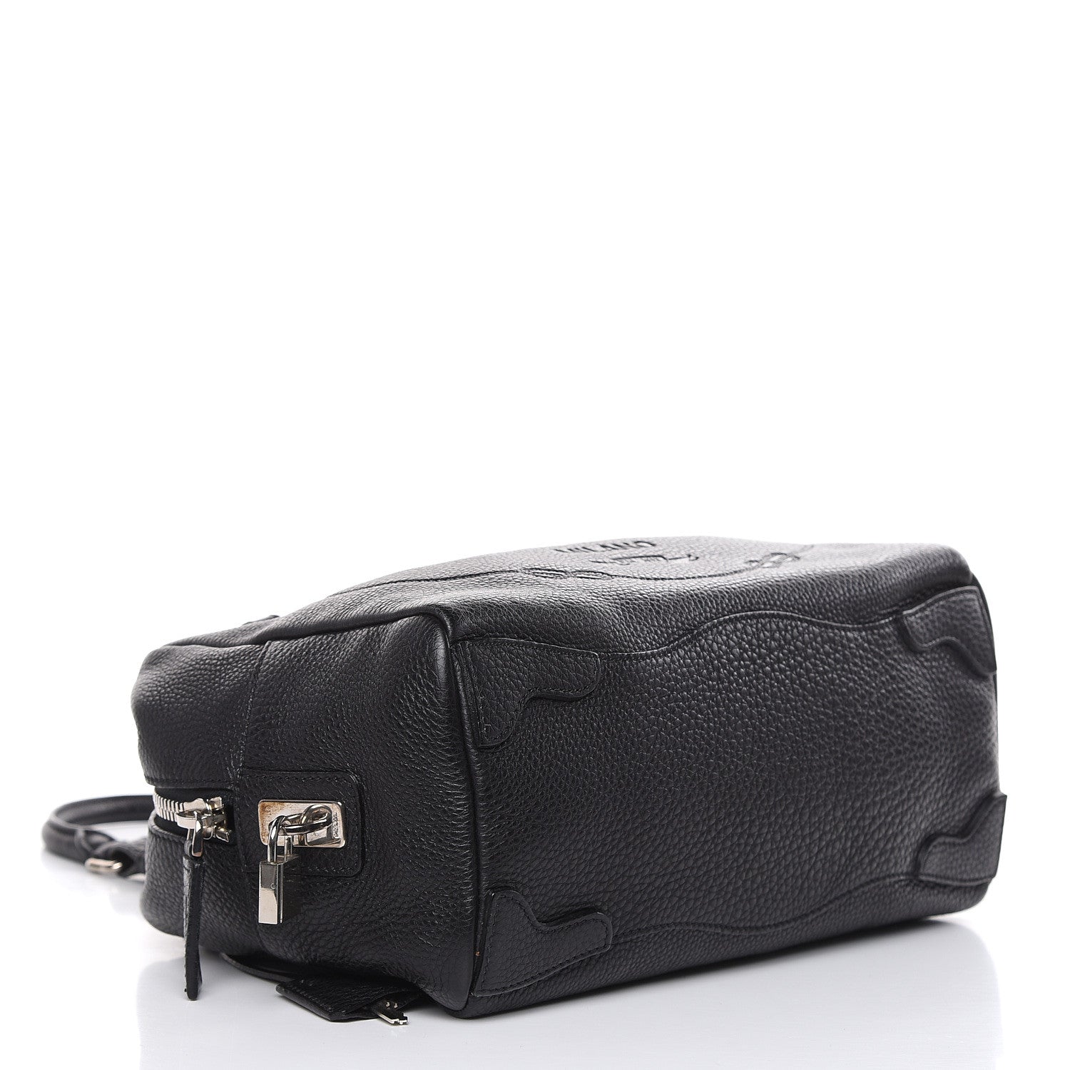 Prada Vitello Daino Embossed Logo Bowler Black 4 of 15