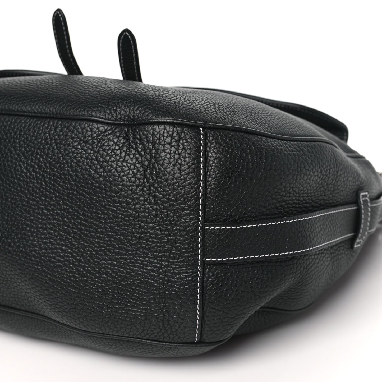 Grained Calfskin Saddle Soft Bag Black