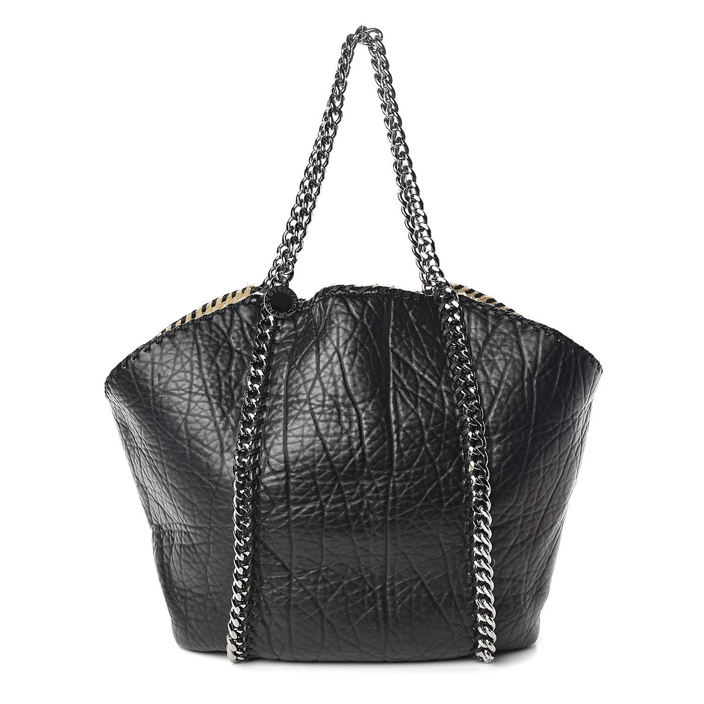 Faux Shearling Chain Falabella Tote Black
