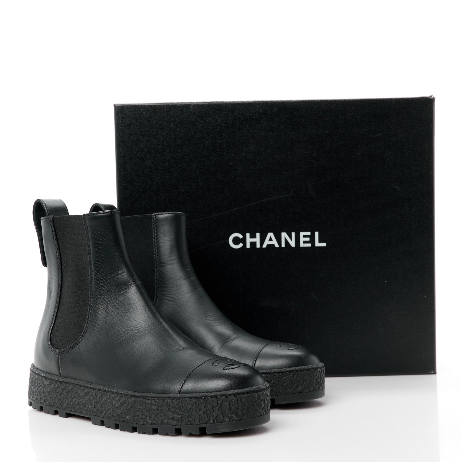 Chanel Calfskin Cap Toe CC Ankle Boots 36.5 Black 11 of 11