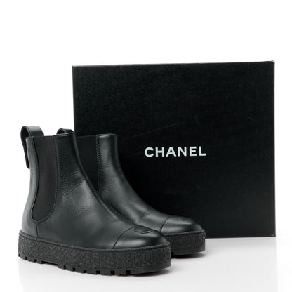 Chanel Calfskin Cap Toe CC Ankle Boots 36.5 Black 11 of 11