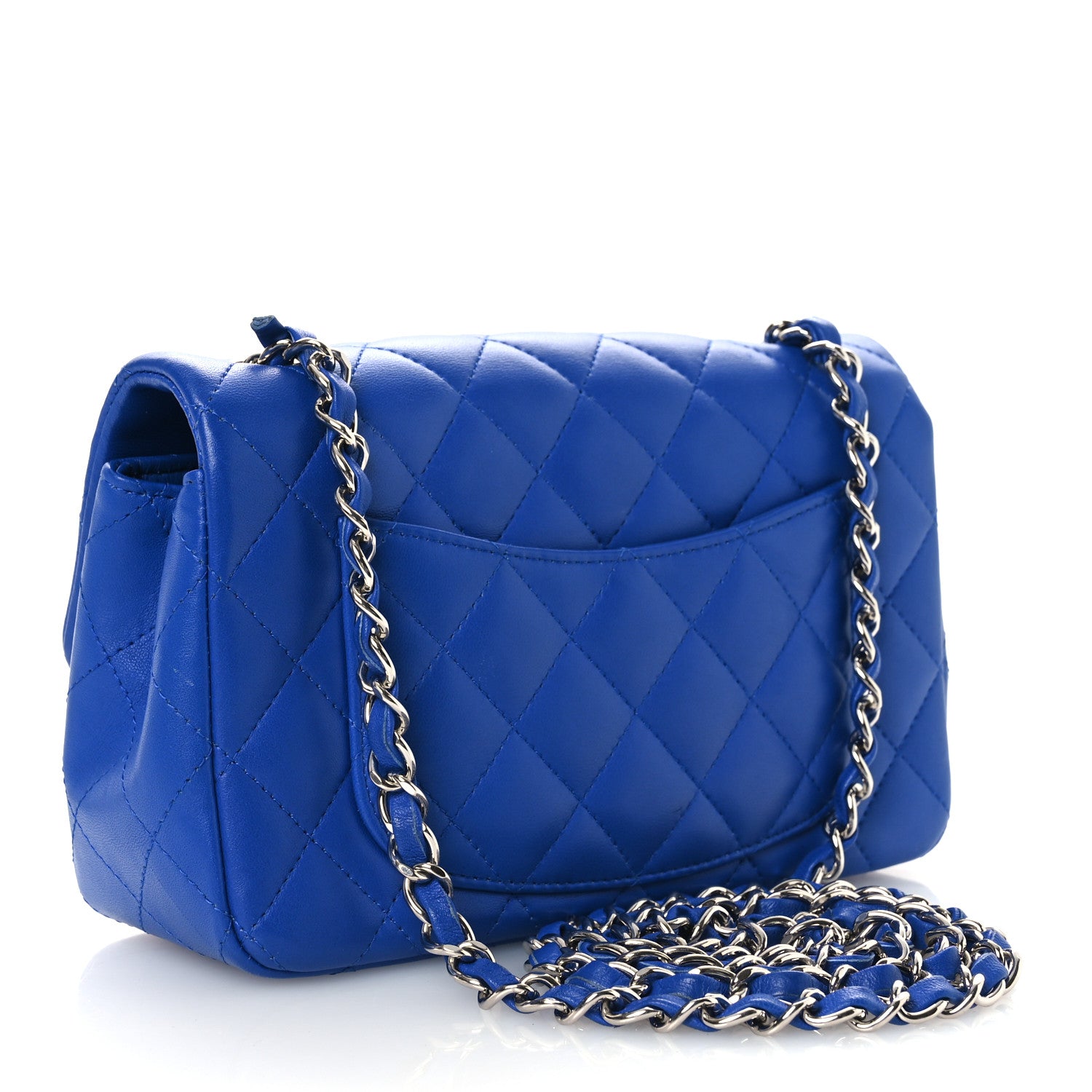Chanel Lambskin Quilted Mini Rectangular Flap Blue 3 of 12