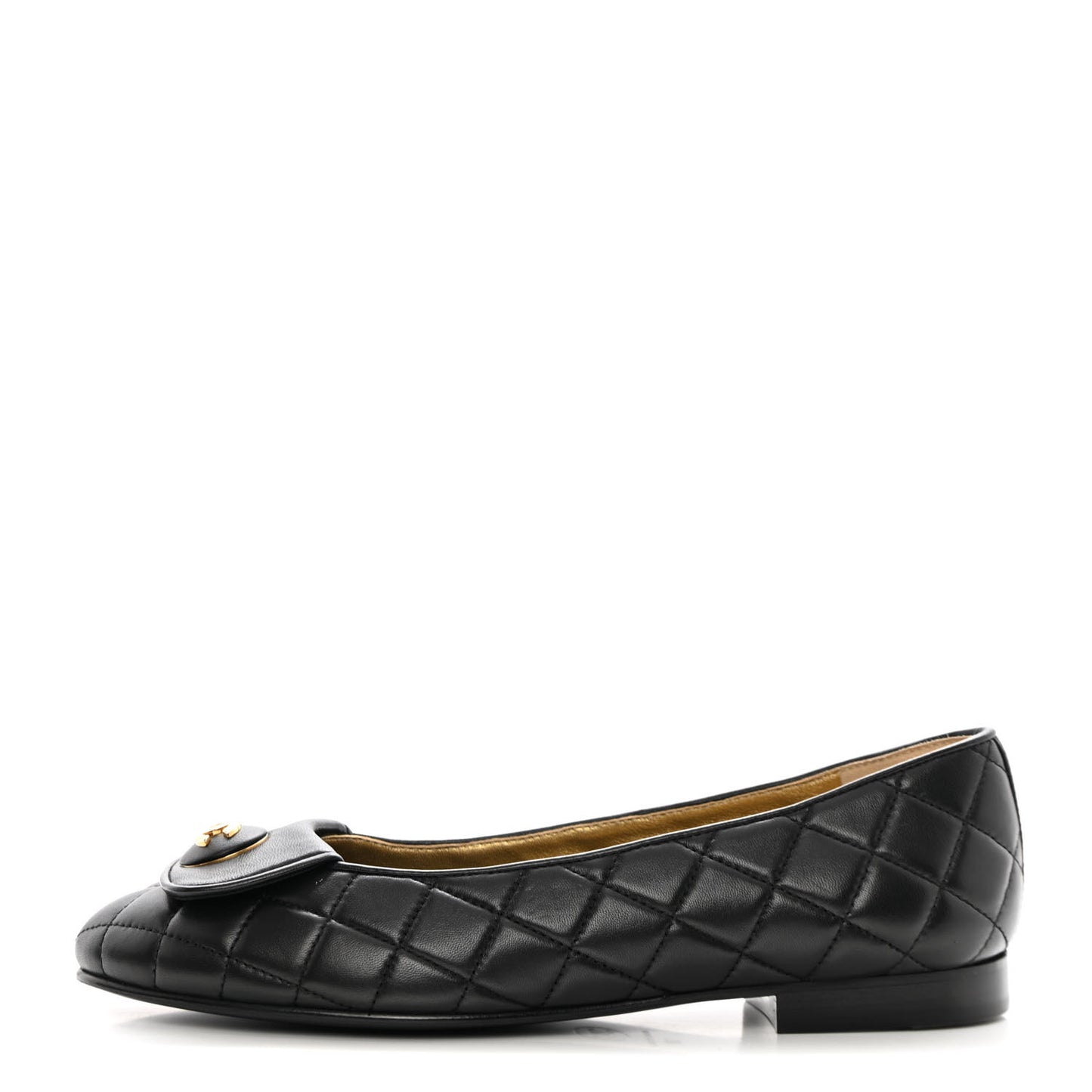 Lambskin Quilted CC Ballerina Flats 38 Black