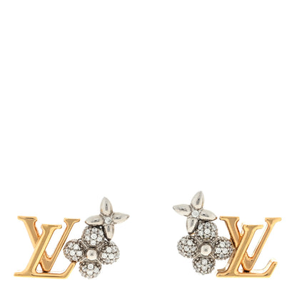 Louis Vuitton Metal Crystal LV Gram Earrings Gold 1 of 4