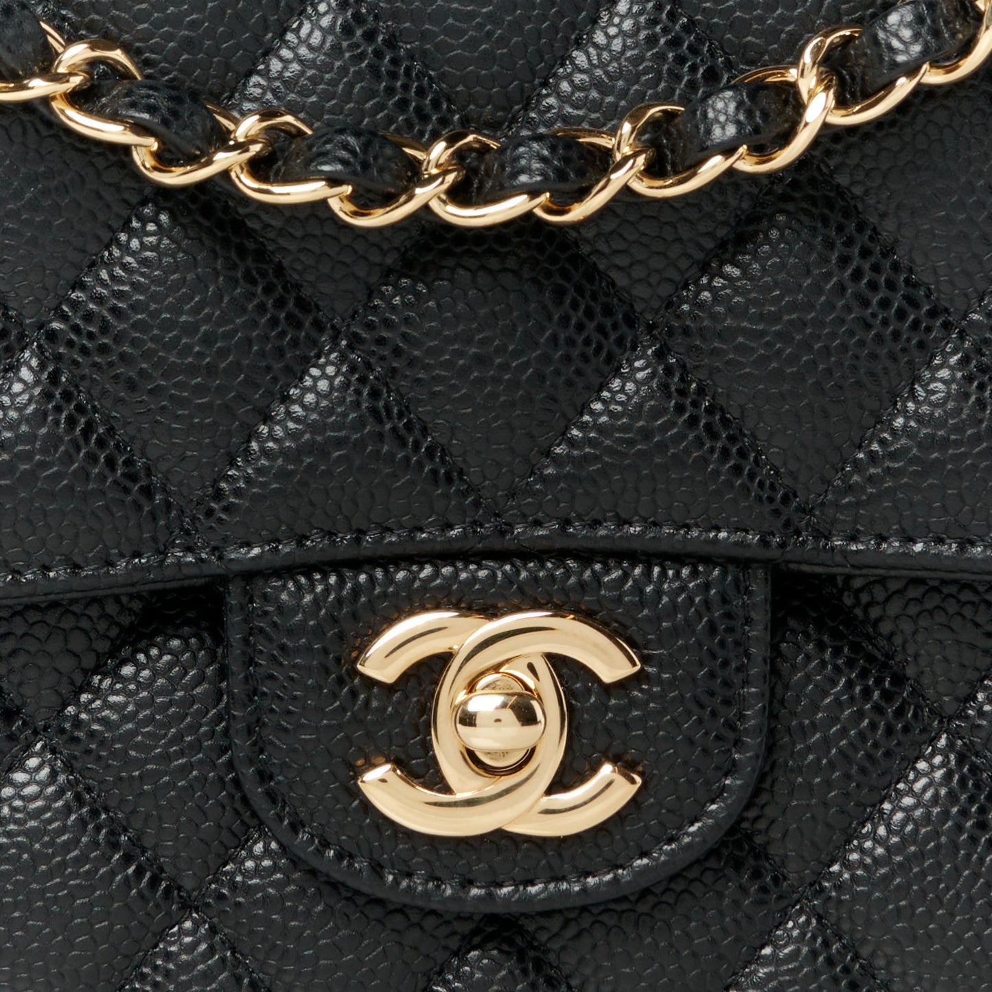 Caviar Quilted Medium Double Flap Black