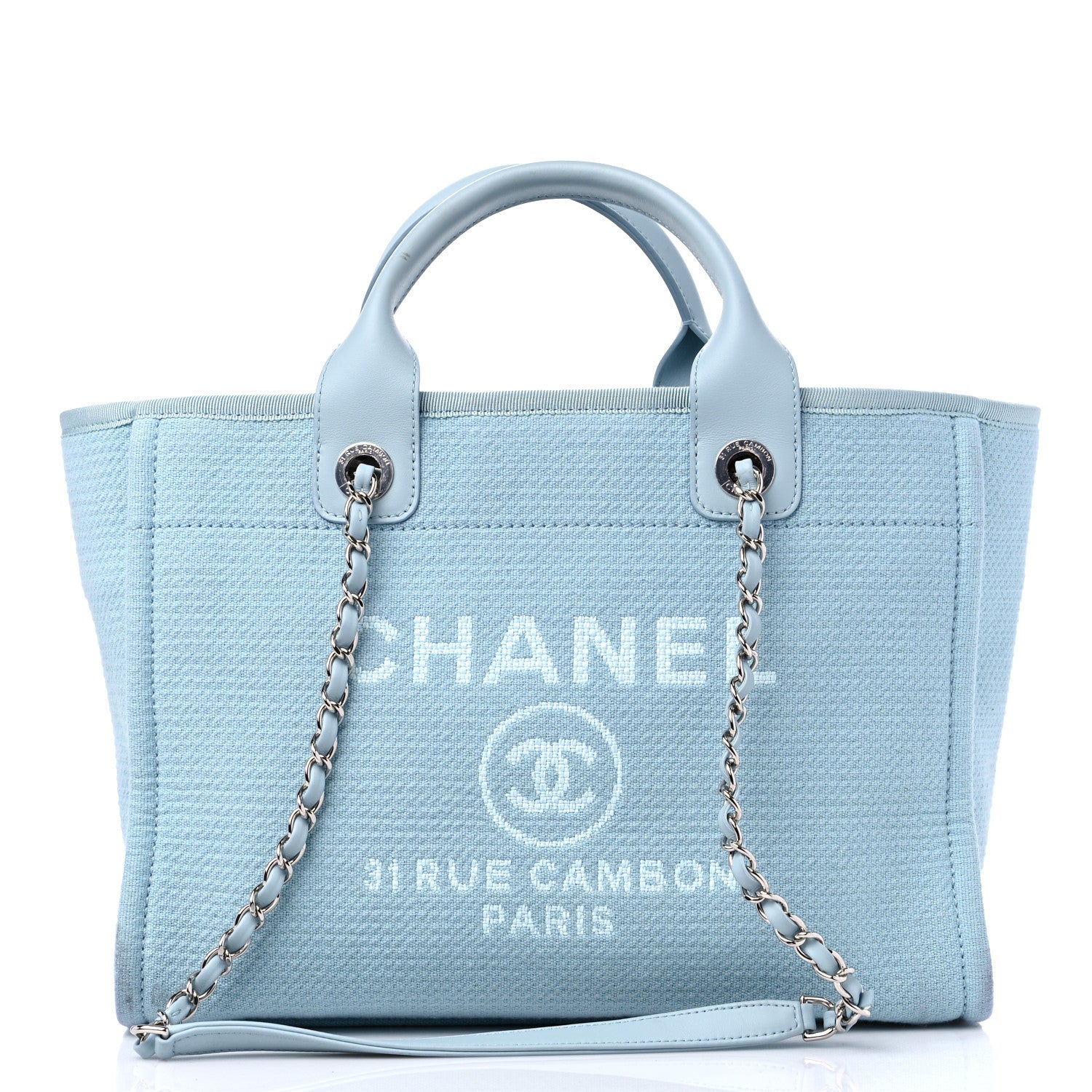 Chanel Mixed Fibers Small Deauville Tote Light Blue 3 of 15