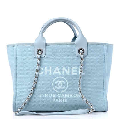 Chanel Mixed Fibers Small Deauville Tote Light Blue 3 of 15