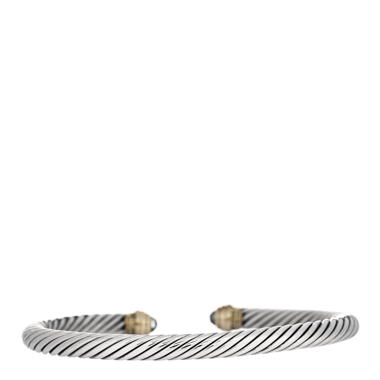 David Yurman Sterling Silver 14K Yellow Gold Blue Topaz 5mm Cable Classics Petite Color Bracelet 2 of 5