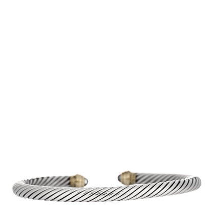 David Yurman Sterling Silver 14K Yellow Gold Blue Topaz 5mm Cable Classics Petite Color Bracelet 2 of 5