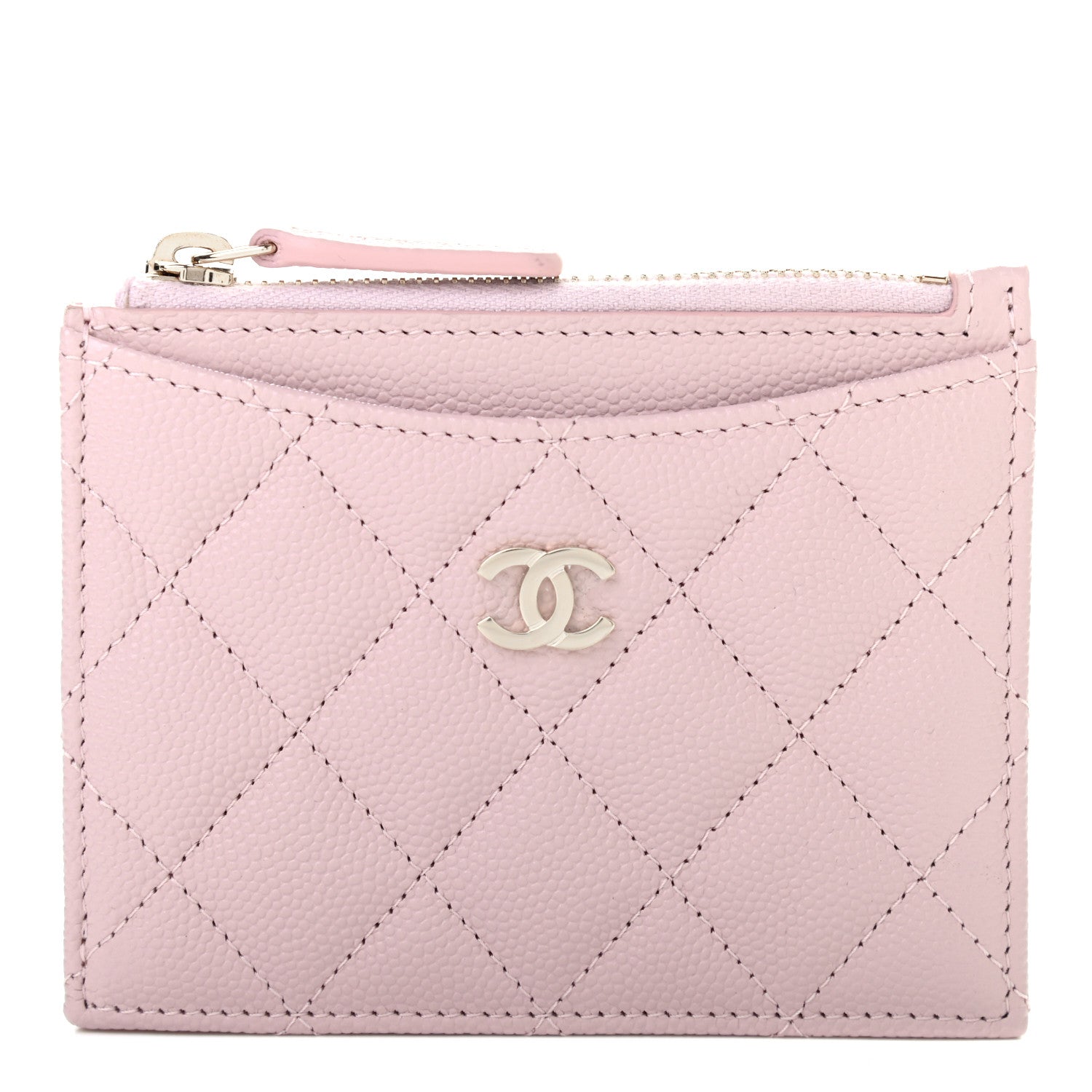 Chanel Caviar Quilted CC Zip Card Holder Light Pink 1 of 7