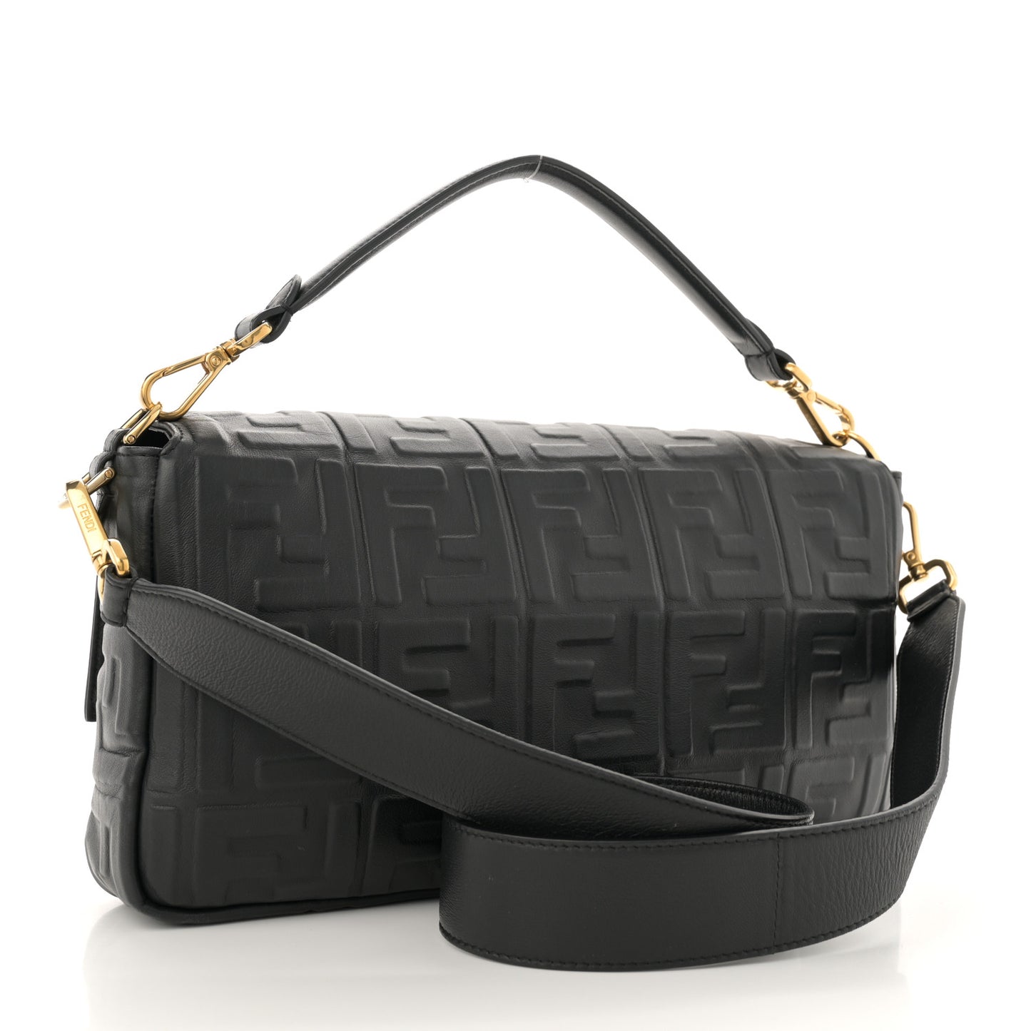 Nappa FF 1974 Embossed Large Baguette Black