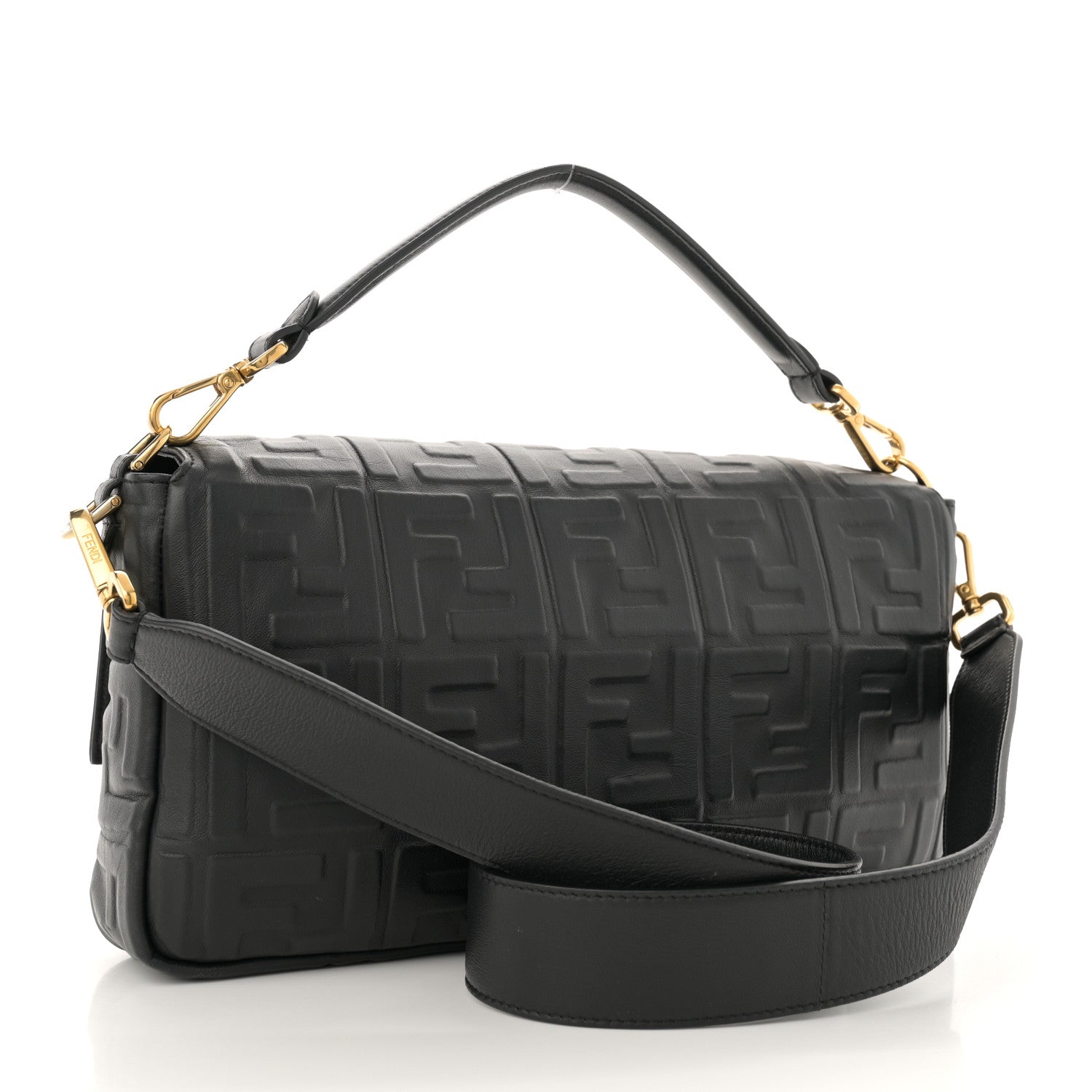 Fendi Nappa FF 1974 Embossed Large Baguette Black 3 of 13