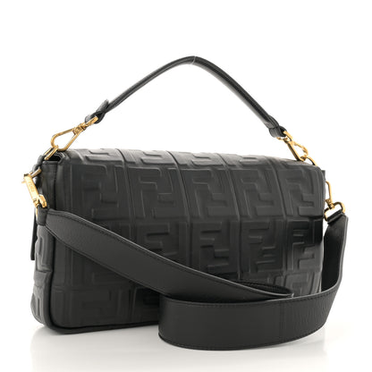 Fendi Nappa FF 1974 Embossed Large Baguette Black 3 of 13