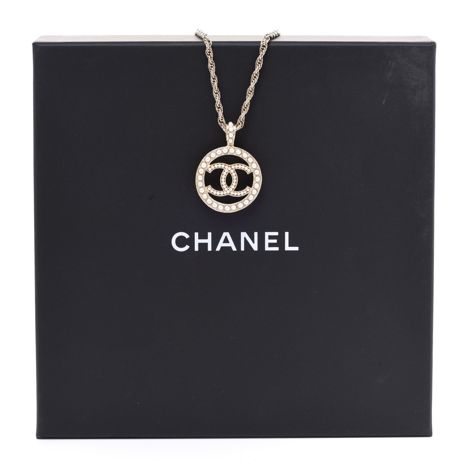 Chanel Pearl CC Round Pendant Necklace Gold 6 of 6