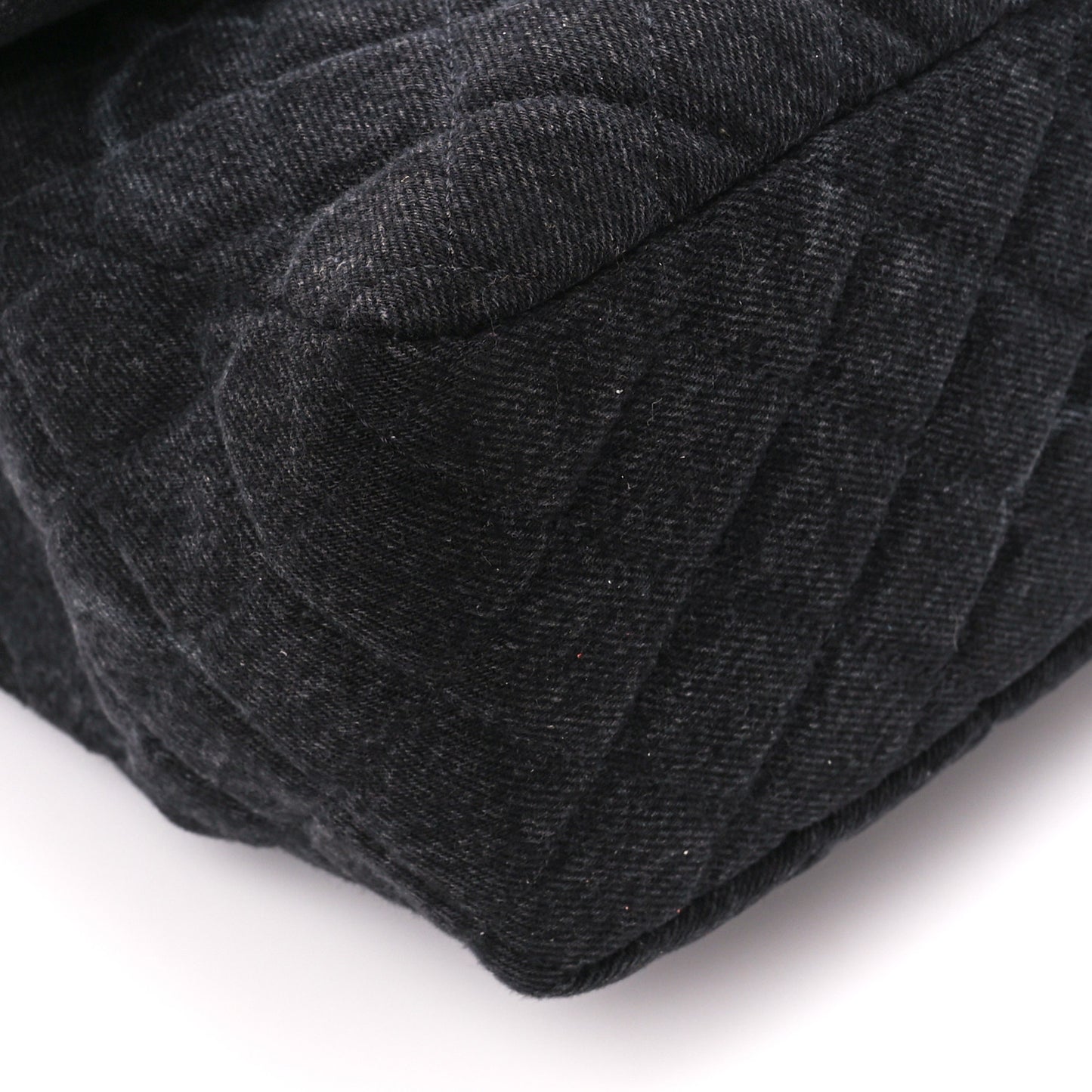 Denim Quilted CC Print Jumbo Single Flap Black
