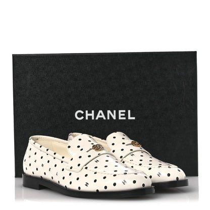 Chanel Printed Calfskin CC Dots Moccasin Loafers 36 Ivory Black 11 of 11