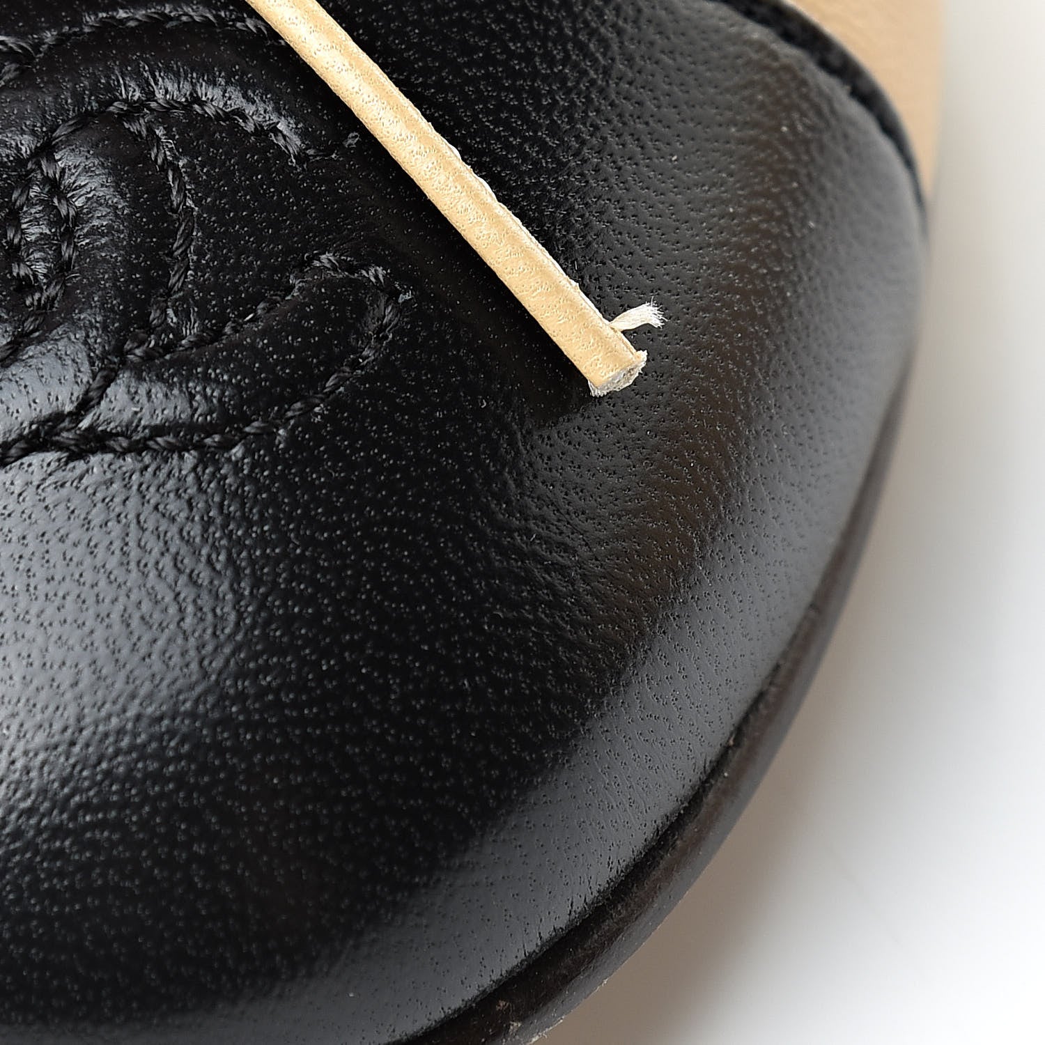 Chanel Lambskin Cap Toe CC Ballerina Flats 36 Beige Black 12 of 13