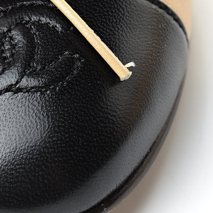 Chanel Lambskin Cap Toe CC Ballerina Flats 36 Beige Black 12 of 13