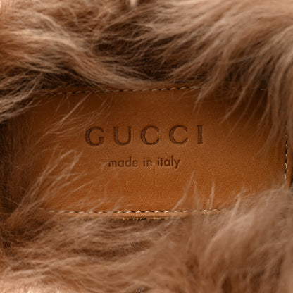 Gucci Velvet GG Monogram Fur Womens Princetown Slippers 37.5 Brown Black Natural 6 of 7