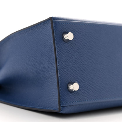 Hermes Epsom Kelly Sellier 25  Bleu Tie 9 of 12