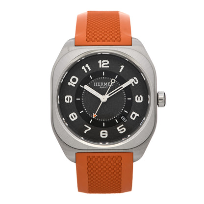 Hermes Titanium Rubber 39mm H08 Automatic Watch Orange 1 of 5
