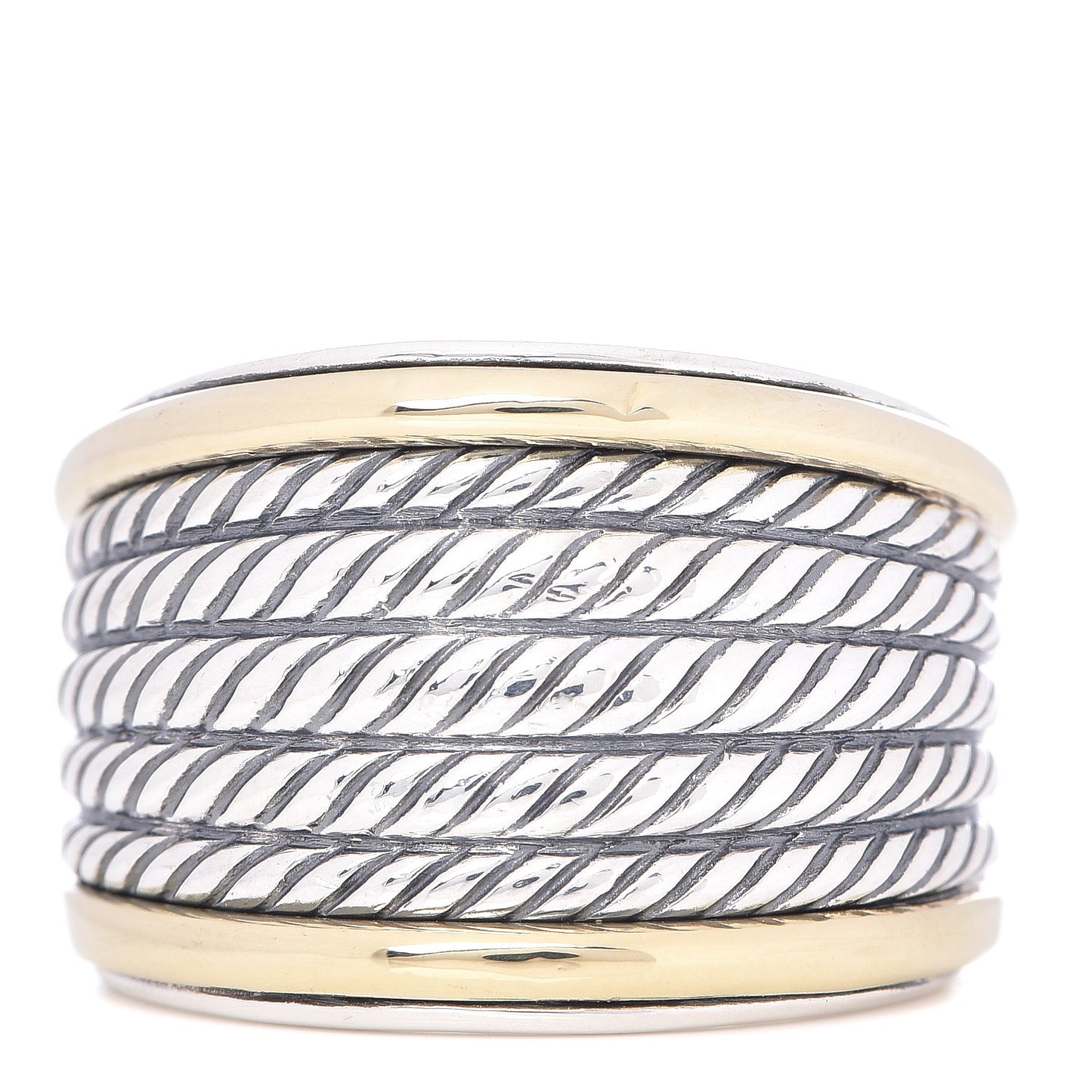 Sterling Silver 18K Yellow Gold 16mm Wheaton Cable Band Ring 51 5.75