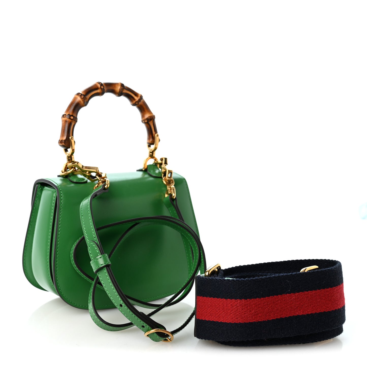 Boarded Dyana Lux Calfskin Mini Bamboo 1947 Top Handle Bag Spring Green