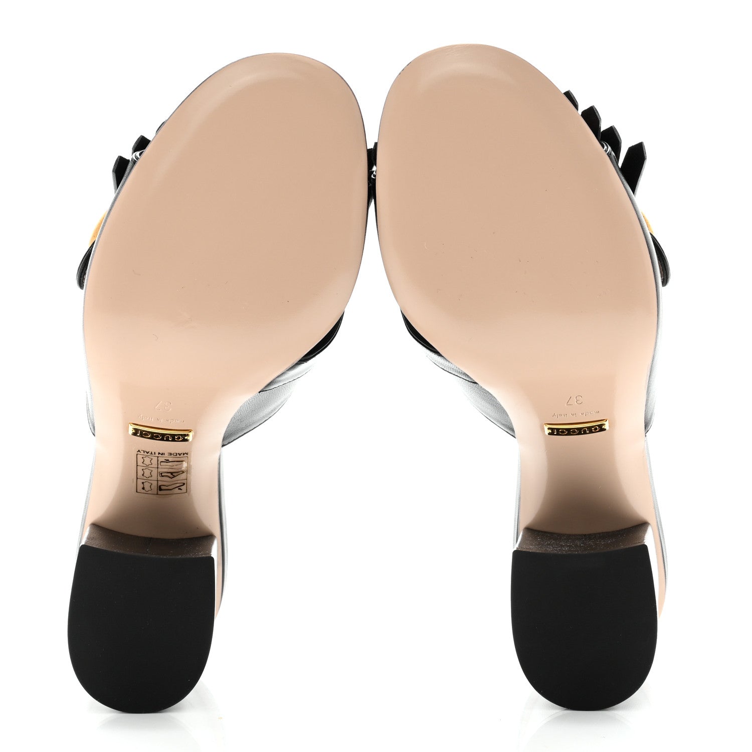 Gucci Malaga Kid GG Marmont Fringe 75mm Slide Sandals 37 Black 5 of 8