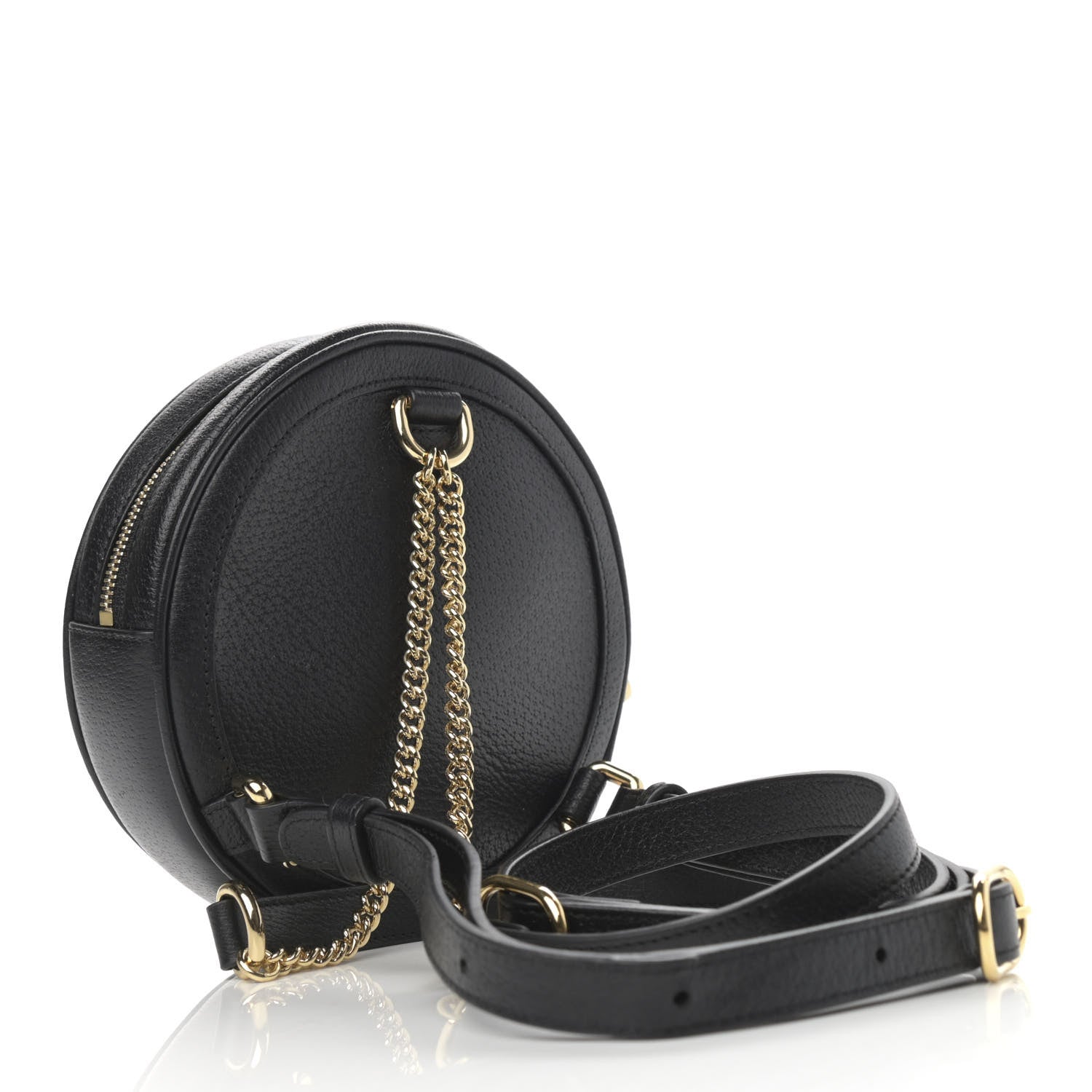 Gucci Grained Calfskin Web Mini Ophidia Round Backpack Black 3 of 11