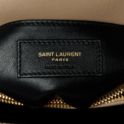 Saint Laurent Sheepskin Matelasse Chevron Monogram Medium College Bag Dark Beige 7 of 11