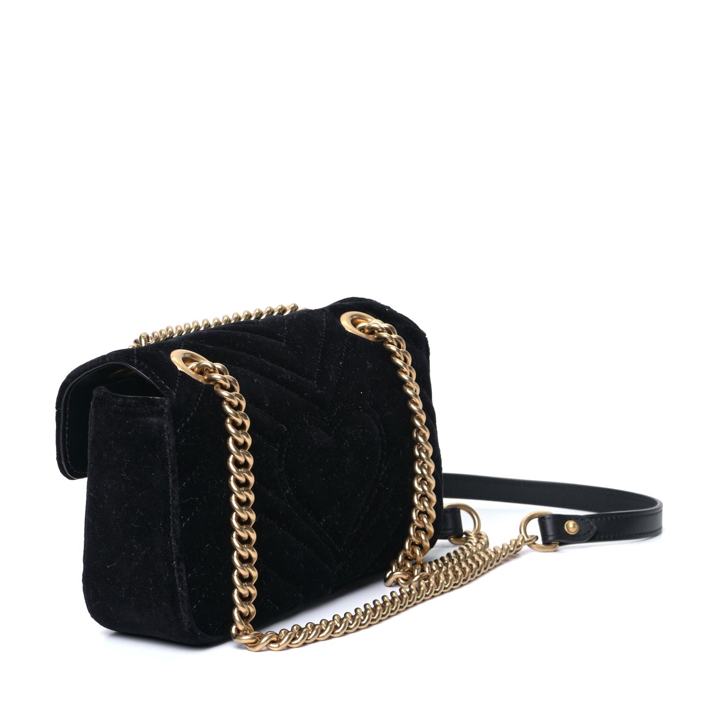 Velvet Matelasse Mini GG Marmont Shoulder Bag Black