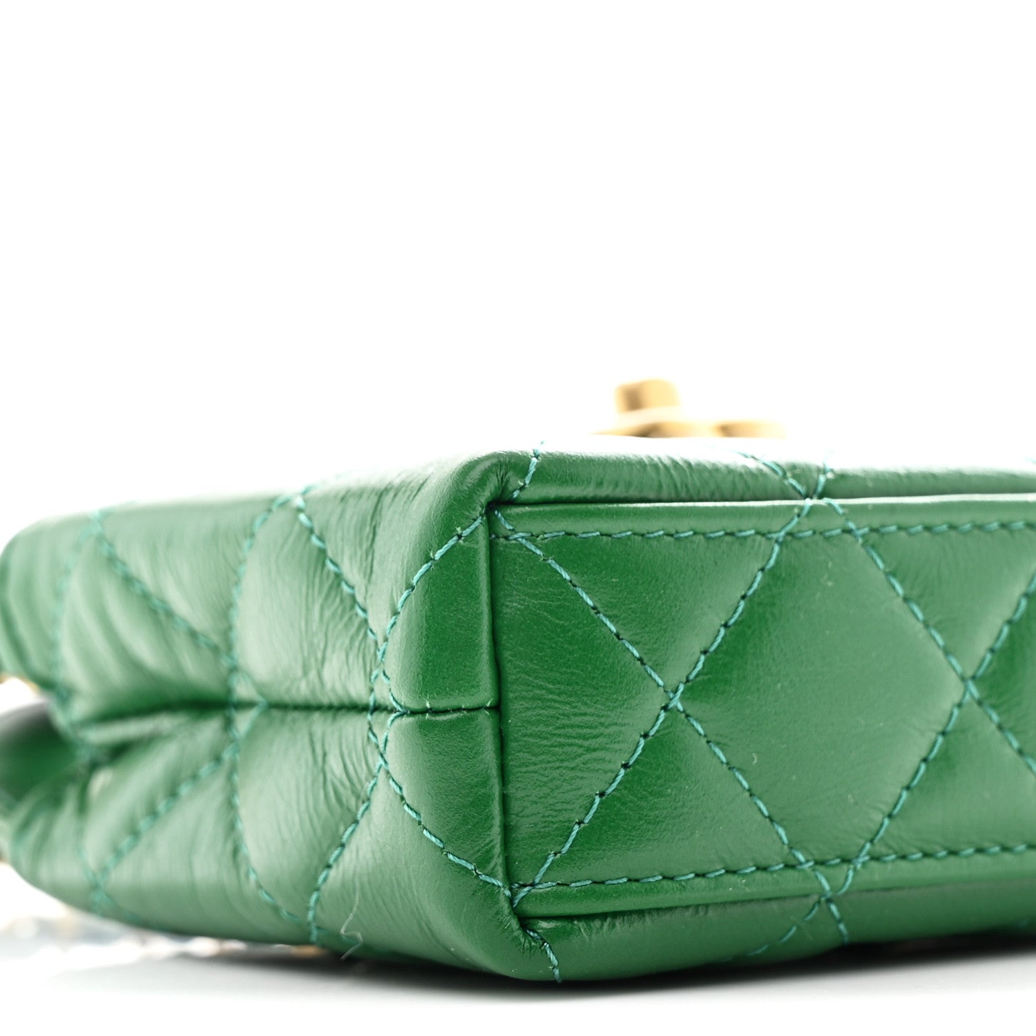 Chanel Shiny Aged Calfskin Quilted Mini Nano Kelly Shopper Green 9 of 10
