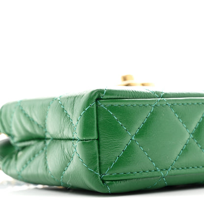 Chanel Shiny Aged Calfskin Quilted Mini Nano Kelly Shopper Green 9 of 10