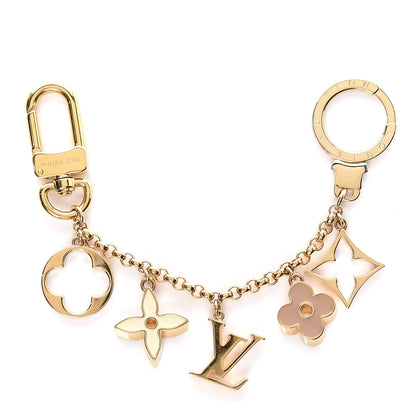Louis Vuitton Brass Enamel Fleur De Monogram Bag Charm Chain Gold 1 of 4