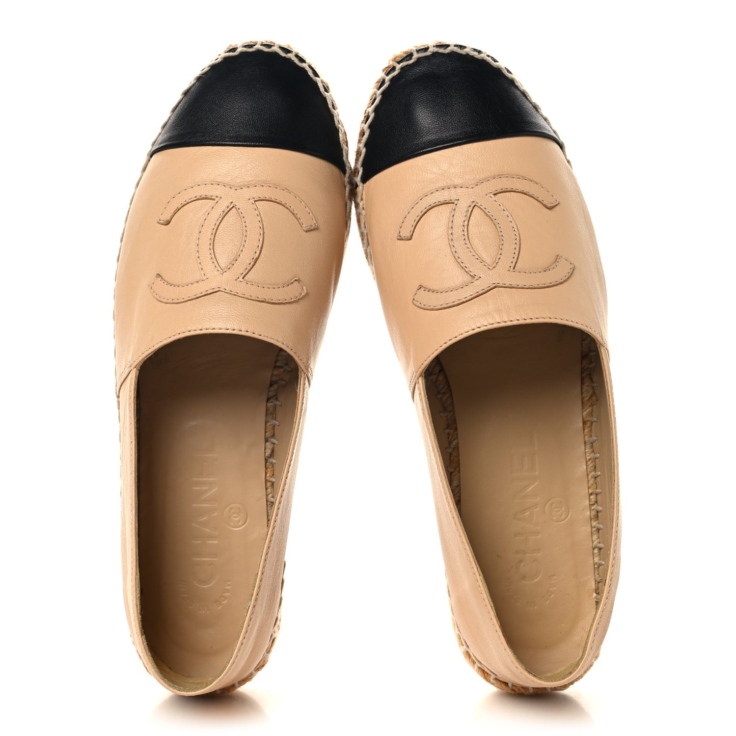 Lambskin CC Espadrilles 37 Beige Black