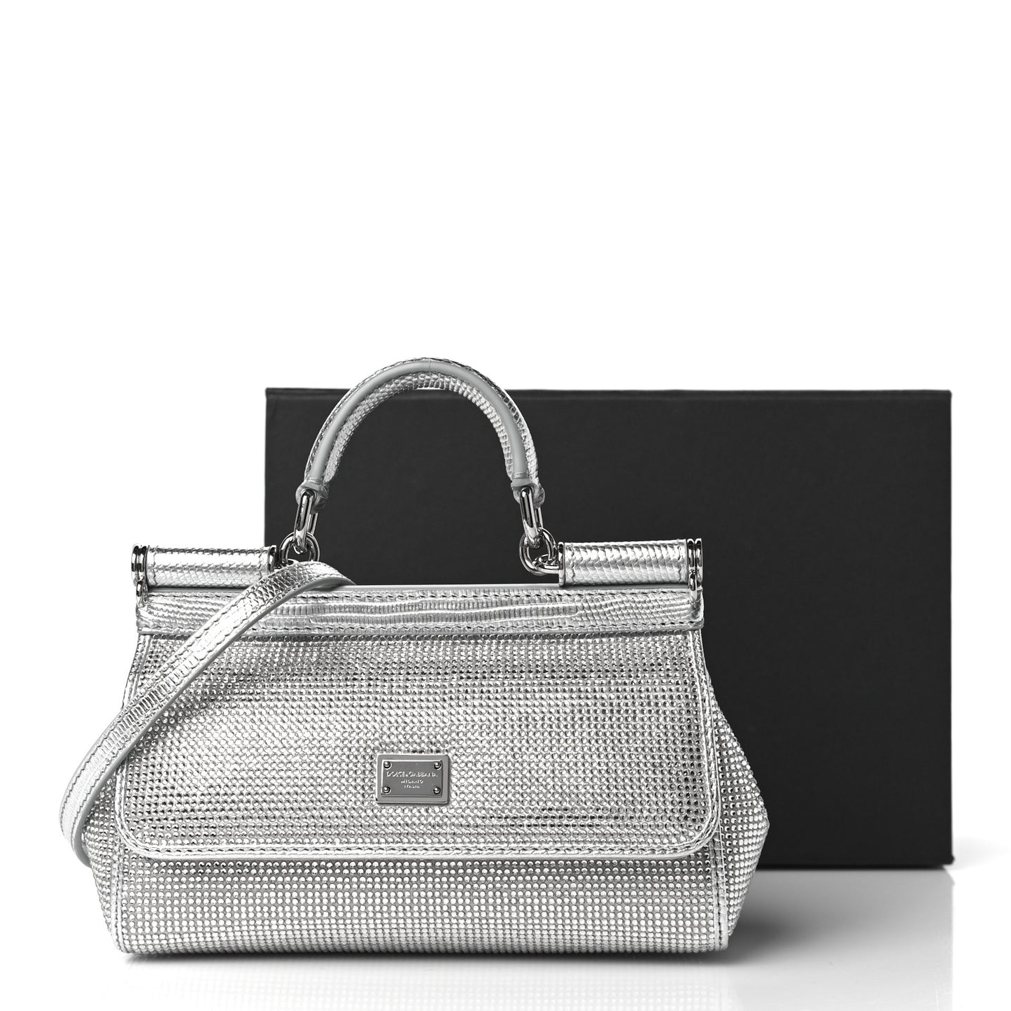 Crystal Small Miss Sicily Satchel Silver