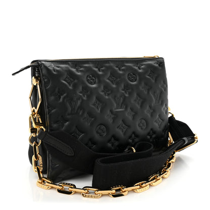 Louis Vuitton Lambskin Embossed Monogram Coussin PM Black 3 of 15