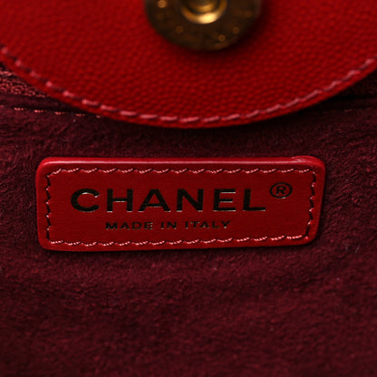 Chanel Caviar Small Studded Deauville Tote Red 6 of 7